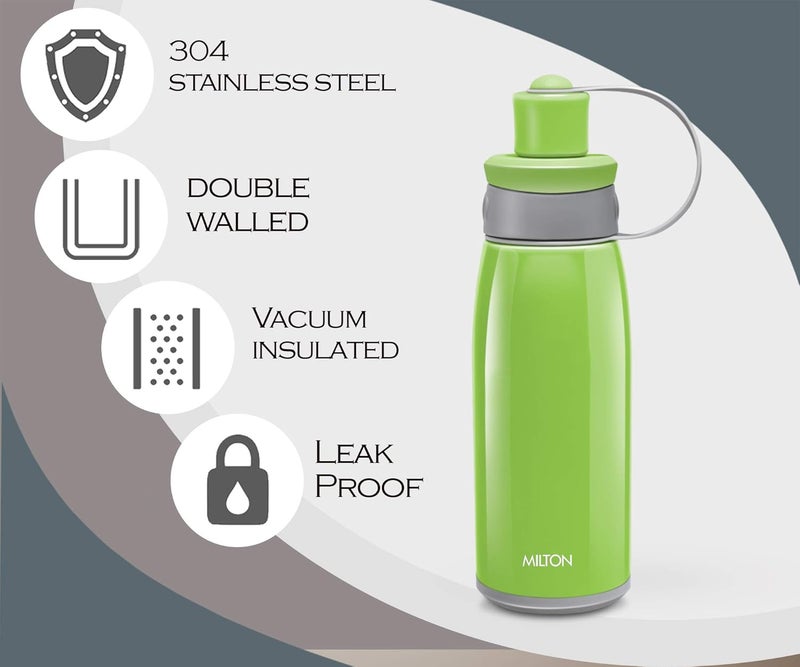 Milton MILTON Bravo 400 Stainless Steel Sports Water Bottle, 400 ml/72 mm, Green - Image 3