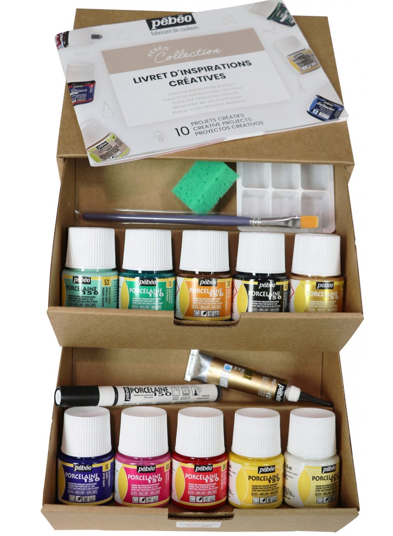 Pebeo Ceramic Paints Pebeo Porcelaine 150 Collection Case 10 Assorted Colors 45 ML - Image 2