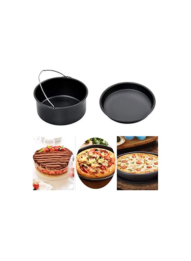 S-TOP 2pcs/set Universal Air Fryer Accessory set Steel Pizza Pan Baking Cake Barrel For Gourmia - Image 2