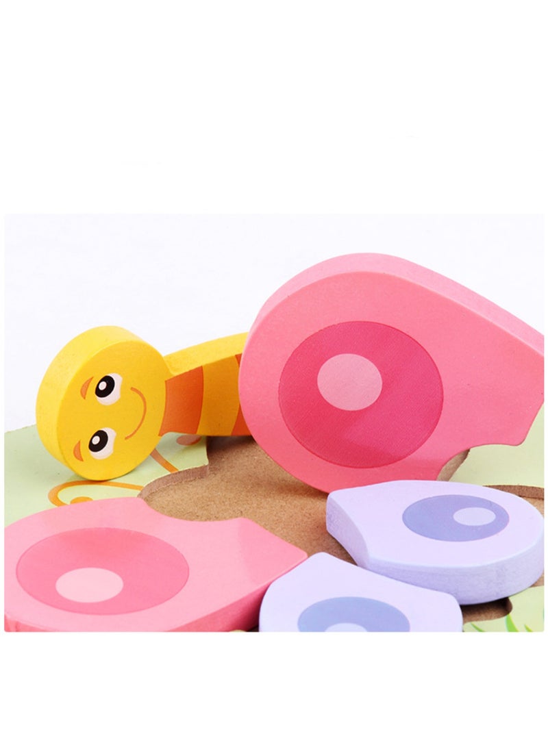 Children's Educational Wooden Cartoon Bear Jigsaw Puzzles Suitable Gift Bag Pack - Image 2