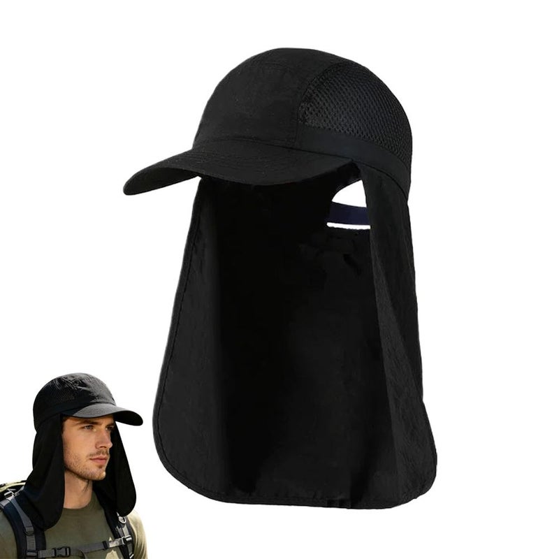 Sunscreen hat, summer outdoor quick-drying fishing hat, neck protector, hiking cap, UV protection, waterproof baseball cap - Image 1