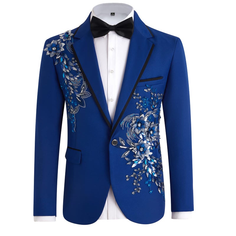 Catheive Mens Suits Slim Fit 2 Piece Floral Tuxedo Suits Blazer Pants with Bow Tie for Wedding Prom - Image 2