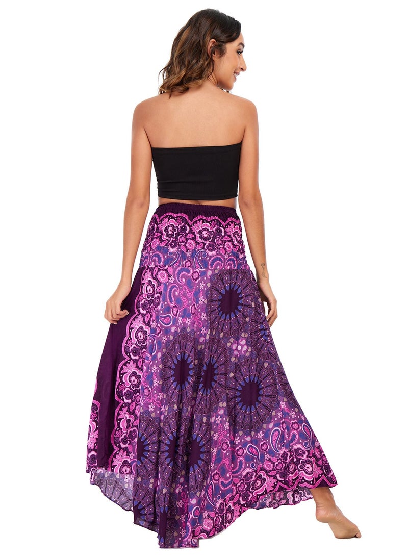 Loquat - Casual Dress Half Skirt Beach Vacation Skirt Two Dresses Full Skirt Purple - Image 1