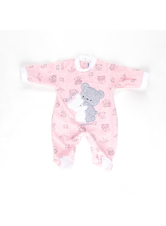 Papillon Baby Unisex Velvet Bear Printed Bodysuit