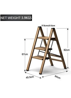 SUNRISE 3 Steps Ladder Aluminum Folding Step Stool With Anti Slip Sturdy And Wide Pedal Light weight Portable Multi Use Stepladder For Home And Kitchen Use Space Saving  - Image 2