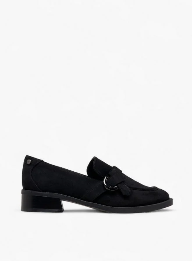 Women's Buckle Detail Block Heel Loafers