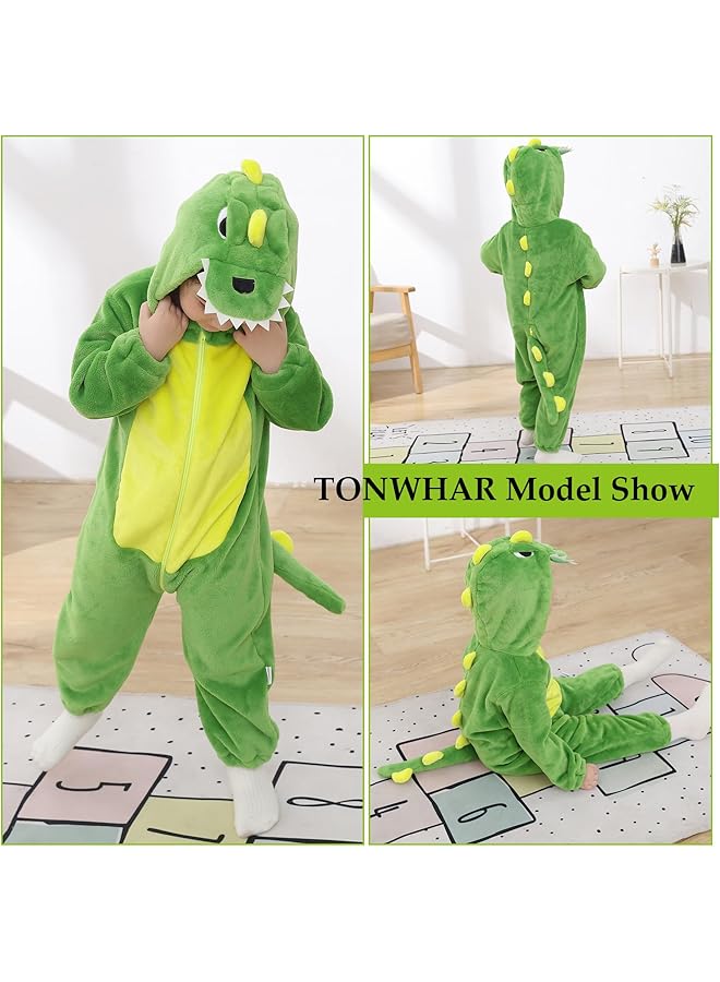 Tonwhar Kids' And Toddlers' Infant Tiger Dinosaur Animal Fancy Dress Costume Outfit Hooded Romper Jumpsuit (18 24 Months/Height:32" 35" Green Dinosaur) - Image 4