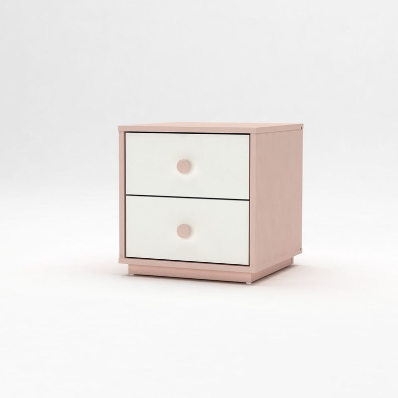 DANUBE HOME Candy 2 Drawers Night Stand | Multifunctional Bedside Table | Space Saving Nightstand Side Table | Modern Design Furniture For Bedroom L40xW39.5xH40.8cm - Blush Pink+Cream - Image 1