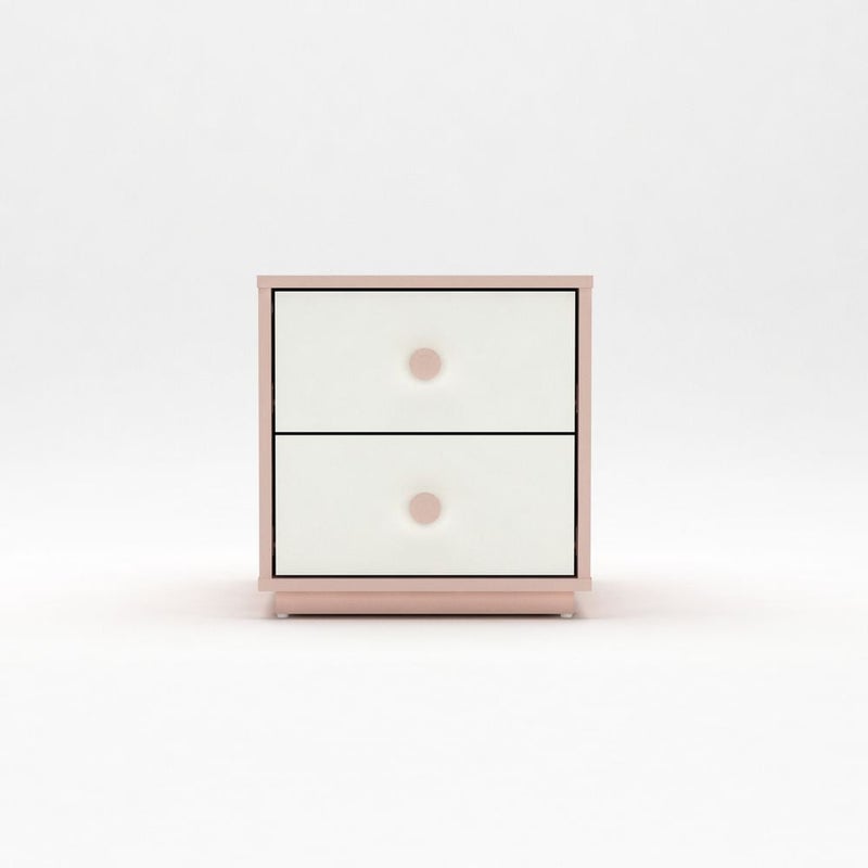 DANUBE HOME Candy 2 Drawers Night Stand | Multifunctional Bedside Table | Space Saving Nightstand Side Table | Modern Design Furniture For Bedroom L40xW39.5xH40.8cm - Blush Pink+Cream - Image 3