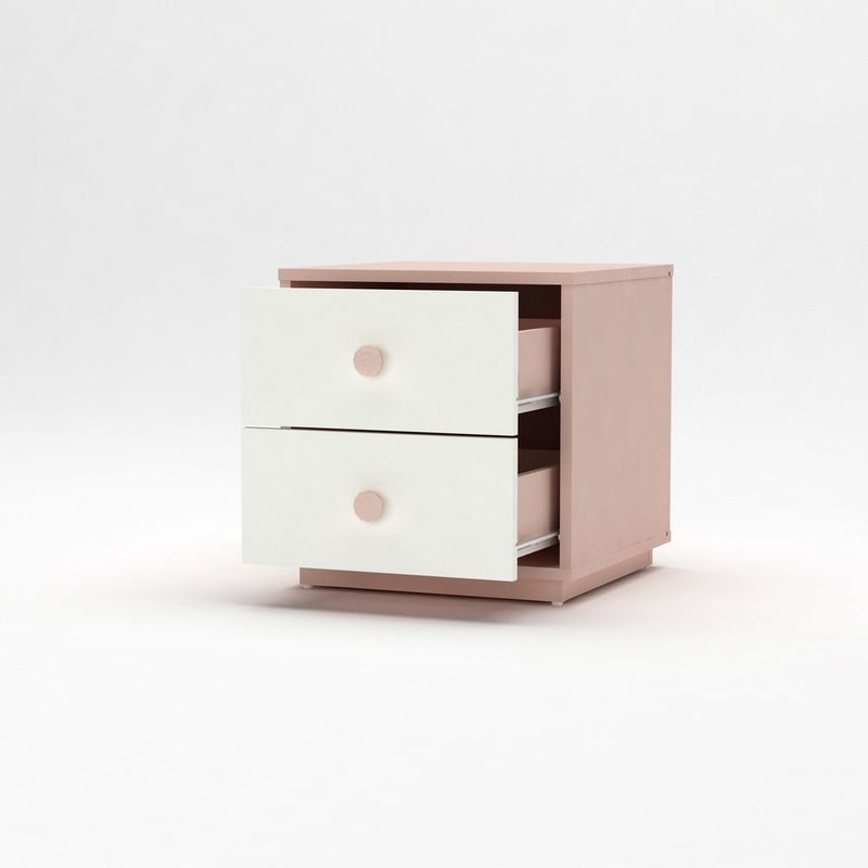 DANUBE HOME Candy 2 Drawers Night Stand | Multifunctional Bedside Table | Space Saving Nightstand Side Table | Modern Design Furniture For Bedroom L40xW39.5xH40.8cm - Blush Pink+Cream - Image 2
