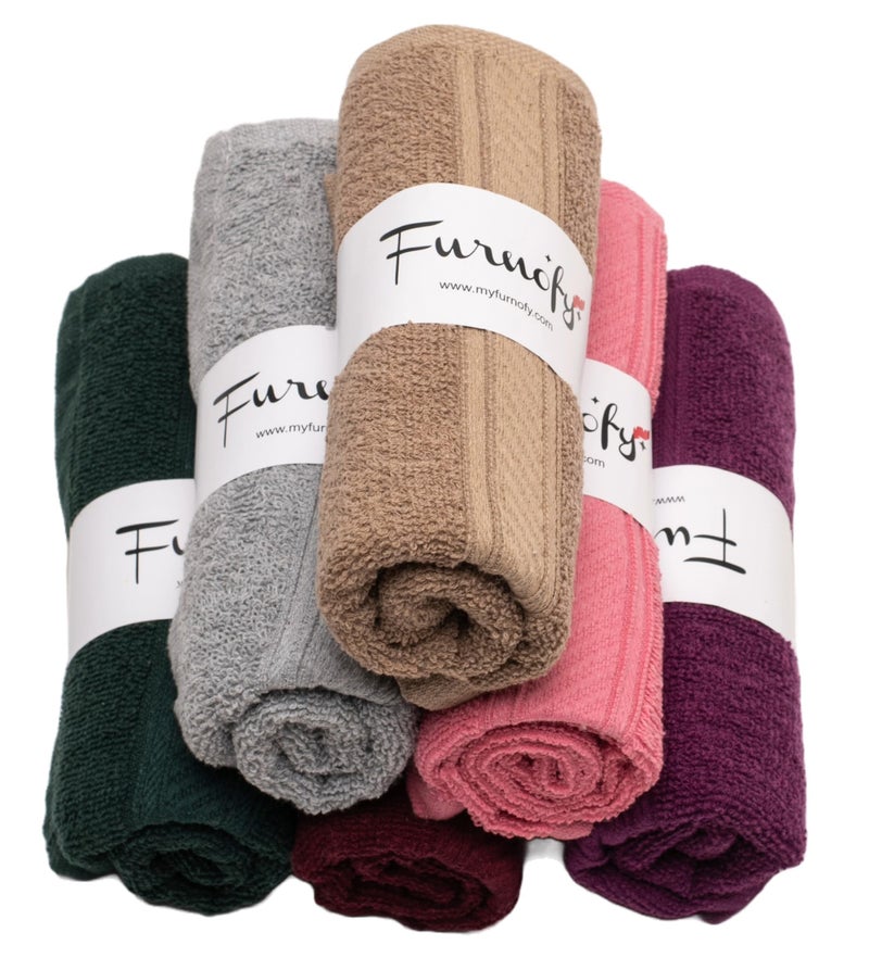 Furnofy مجموعة من 6 من مناشف اليد القطنية الفاخرة من فيرنوفي - فائقة النعومة، عالية الامتصاص وسريعة الجفاف للجيم، المطبخ، المسبح، السفر والمنزل (40x60 سم، متعددة الألوان الزاهية) - Image 1
