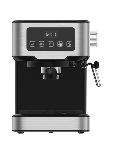 Digital Dual Drip Barista Espresso Coffee Machine with 15 bar Pressure Pump and Capsule Filter with Touch Display & Milk Steamer Coffee Maker - Black