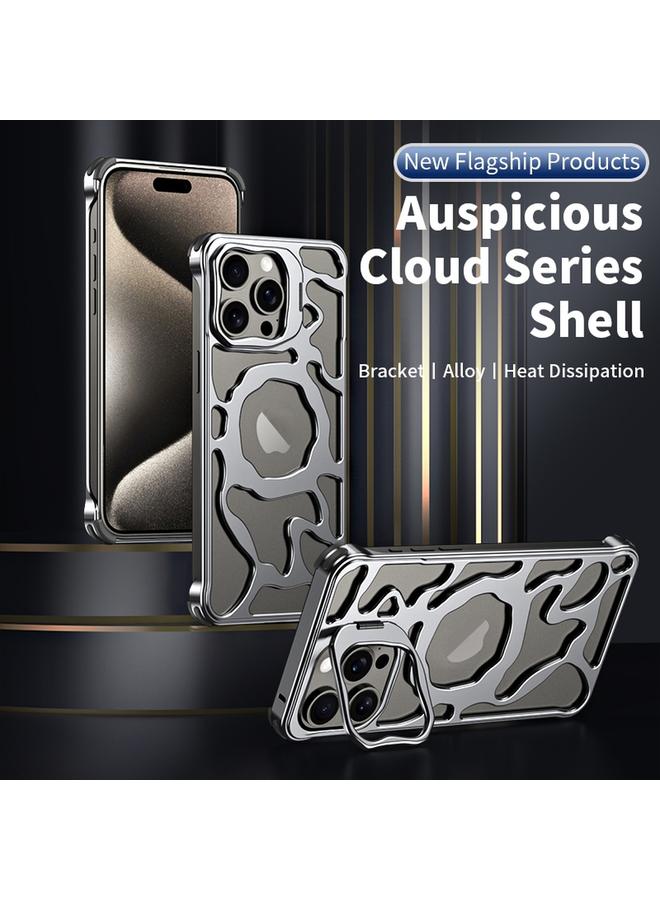 S-TOP Case For iPhone 16 Pro Max Auspicious Cloud Series MagSafe Metal Phone Case with Bracket - Image 2