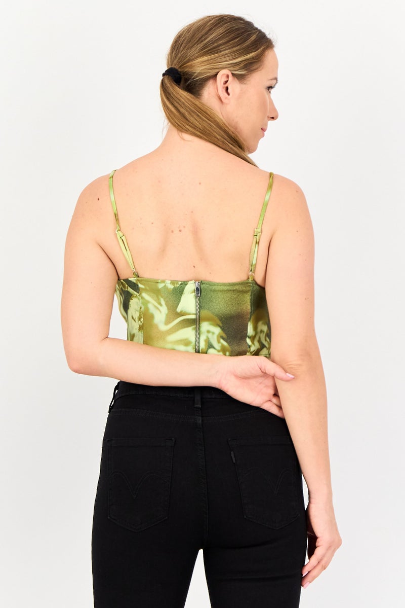 Bershka بلوزة نسائية بدون أكمام بتصميم مربع العنق، متعددة الألوان - Image 3