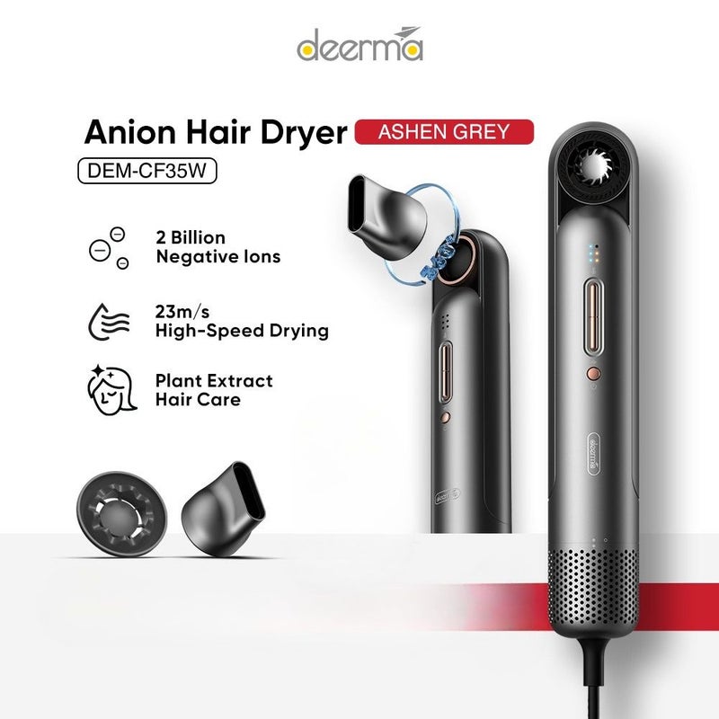 Deerma Dem-cf35w High-Speed Hair Dryer, Negative Ion Fast Drying, Lightweight Multi-Mode, Gray - Image 1
