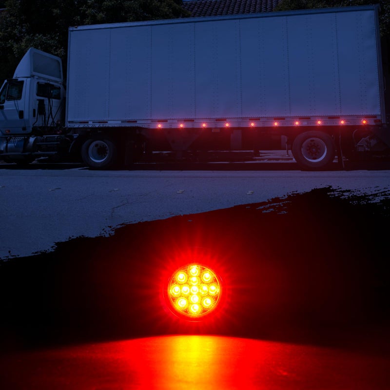 PVerandio 8Pcs 2.5" Red Round 13 LED Side Marker Clearance Lights with Light Grommet and 2-prong Wire Pigtail for Trailer Truck RV, Flush Mount, 12V, IP67 Waterproof - Image 3