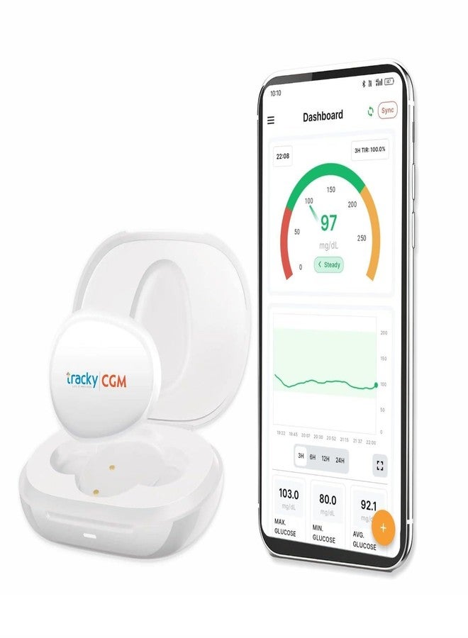 Tracky CGM Transmitter Only - Reusable Bluetooth Continuous Glucose Monitoring Transmitter, Real-Time App Sync, Rechargeable, Waterproof, Compatible with Tracky CGM Sensors - Image 1