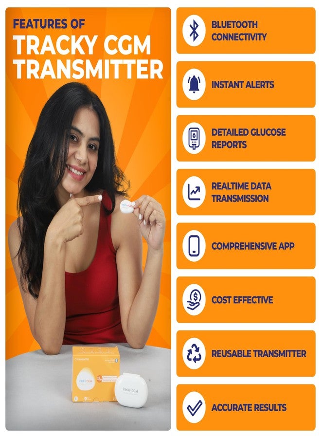 Tracky CGM Transmitter Only - Reusable Bluetooth Continuous Glucose Monitoring Transmitter, Real-Time App Sync, Rechargeable, Waterproof, Compatible with Tracky CGM Sensors - Image 5