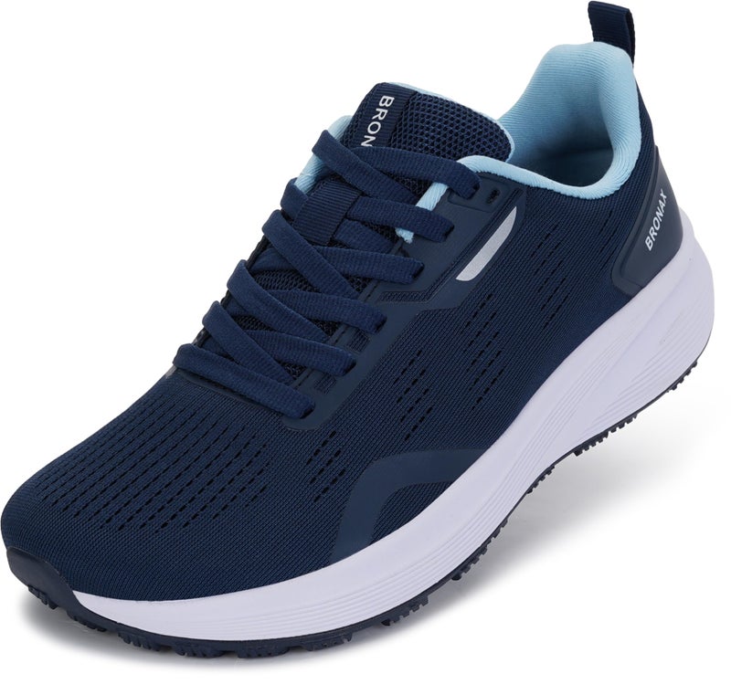 BRONAX Women Wide Tennis Shoes Road Running Sports Lightweight Mesh Size 95w with Cross Training Jogging Athletics Sneakers Female Pregnancy Stability Footwear Blue 41 - Image 2