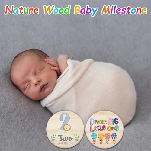RORANIC Baby Monthly Milestone Cards for Newborn Girl or Boy,Monthly Baby Milestone Newborn Sign Baby Month Anniversary Cards,Baby Shower Cards Come with Organza Gift Bag (Milestone Blocks) - Image 5
