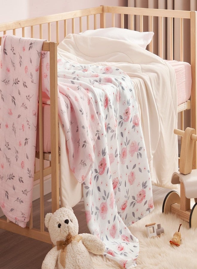 PHF Muslin Swaddle Blankets for Newborn, 4 Pack Organic Soft Breathable Receiving Blankets, Large 47x 47 Inches, Skin-Friendly Muslin Baby Swaddles for Girls, Baby Essentials Shower Gifts, Floral - Image 4