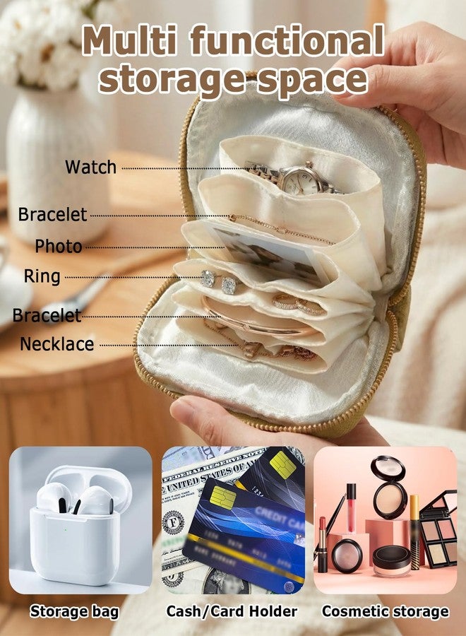 Gaahkai 2PCS Small Jewelry Travel Case & Organizer, Mini Soft Velvet Zipper Pouch, Portable Compact for Necklaces Earrings Bracelets - Image 4