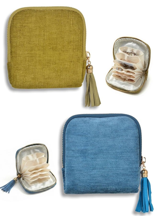 Gaahkai 2PCS Small Jewelry Travel Case & Organizer, Mini Soft Velvet Zipper Pouch, Portable Compact for Necklaces Earrings Bracelets - Image 1