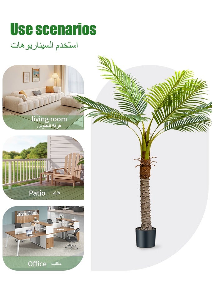 Sumkyle Artificial Areca Palm Plant 160CM Fake Tropical Palm Tree, Faux Dypsis Lutescens Plants in Pot for Indoor Outdoor House Home Office Garden Modern Decoration Housewarming Gift-Set - Image 2
