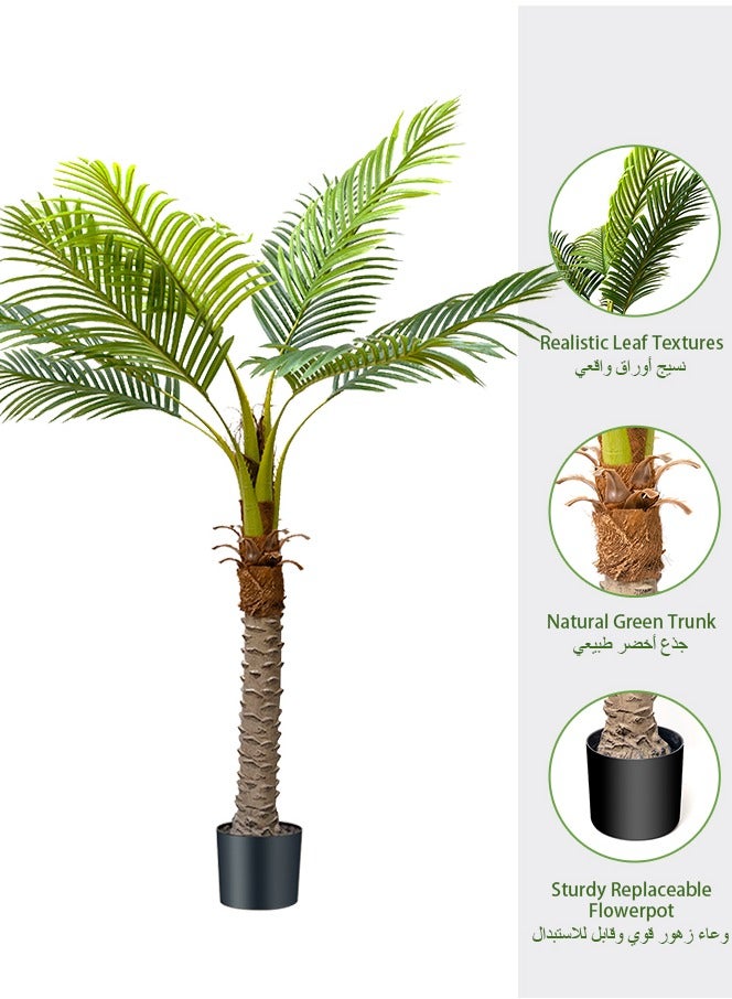 Sumkyle Artificial Areca Palm Plant 160CM Fake Tropical Palm Tree, Faux Dypsis Lutescens Plants in Pot for Indoor Outdoor House Home Office Garden Modern Decoration Housewarming Gift-Set - Image 3