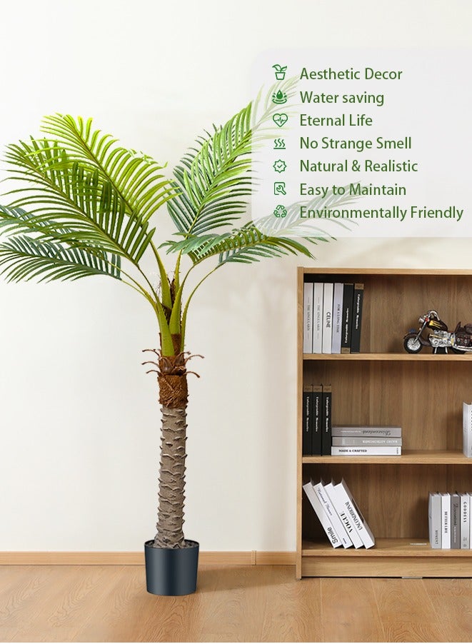 Sumkyle Artificial Areca Palm Plant 160CM Fake Tropical Palm Tree, Faux Dypsis Lutescens Plants in Pot for Indoor Outdoor House Home Office Garden Modern Decoration Housewarming Gift-Set - Image 4