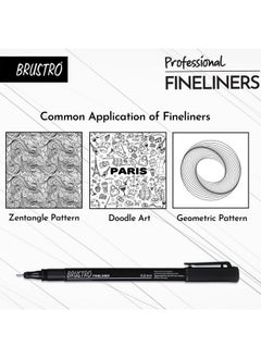 BRUSTRO BRUSTRO Professional Pigment Based Fineliner Pen | Black | Set of 10 - Tip Sizes - 0.03, 0.05, 0.1, 0.2, 0.3, 0.4, 0.5, 0.6, 0.8, 1 mm, Ideal For Mandala, Drawing,Artist Illustration,Sketching  - Image 4