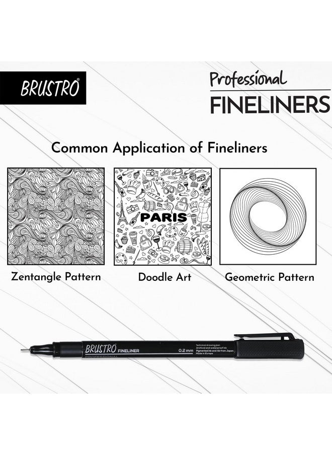 BRUSTRO - BRUSTRO Professional Pigment Based Fineliner Pen | Black | Set of 10 - Tip Sizes - 0.03, 0.05, 0.1, 0.2, 0.3, 0.4, 0.5, 0.6, 0.8, 1 mm, Ideal For Mandala, Drawing,Artist Illustration,Sketching - Image 1