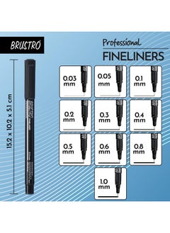 BRUSTRO BRUSTRO Professional Pigment Based Fineliner Pen | Black | Set of 10 - Tip Sizes - 0.03, 0.05, 0.1, 0.2, 0.3, 0.4, 0.5, 0.6, 0.8, 1 mm, Ideal For Mandala, Drawing,Artist Illustration,Sketching  - Image 3