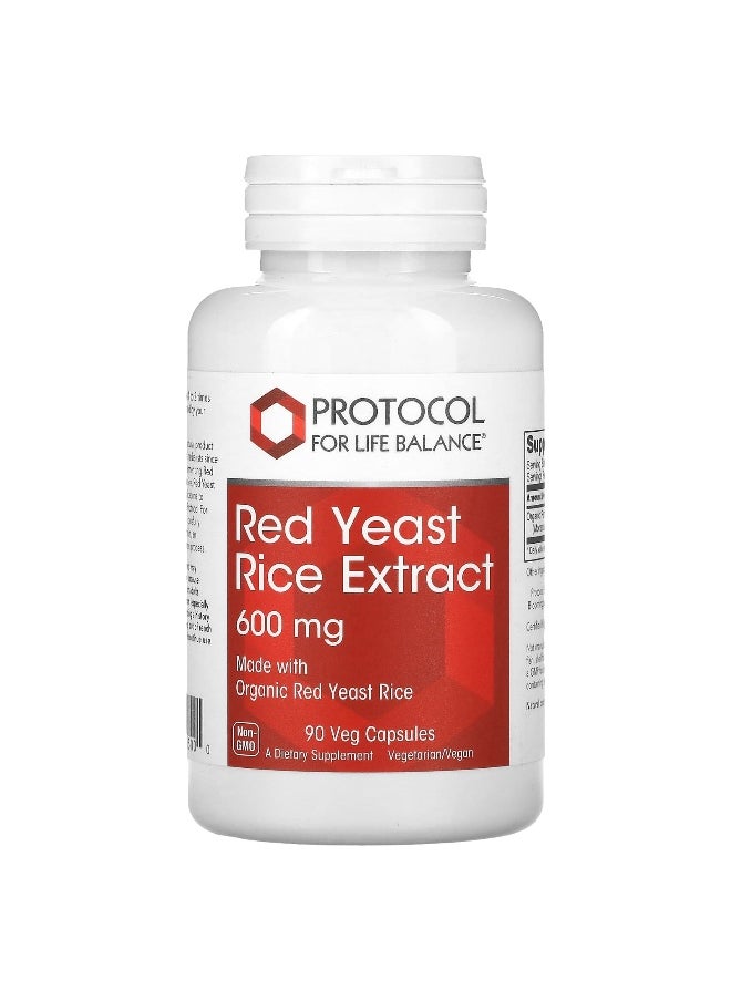 Protocol For Life Balance - Protocol for Life Balance, Red Yeast Rice Extract, 600 mg, 90 Veg Capsules - Image 1