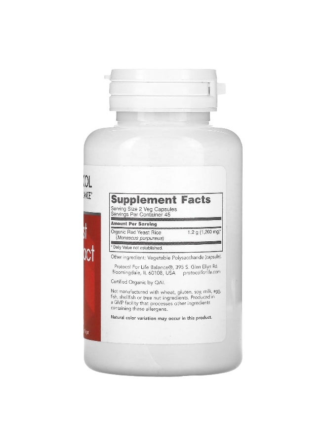 Protocol For Life Balance - Protocol for Life Balance, Red Yeast Rice Extract, 600 mg, 90 Veg Capsules - Image 1