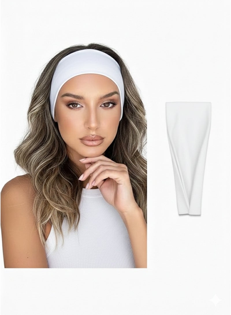 Fashion Headbands For Women Wide Headband Yoga Workout Head Bands Hair Accessories(White) - Image 1