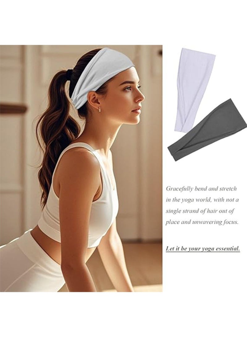 Fashion Headbands For Women Wide Headband Yoga Workout Head Bands Hair Accessories(White) - Image 5