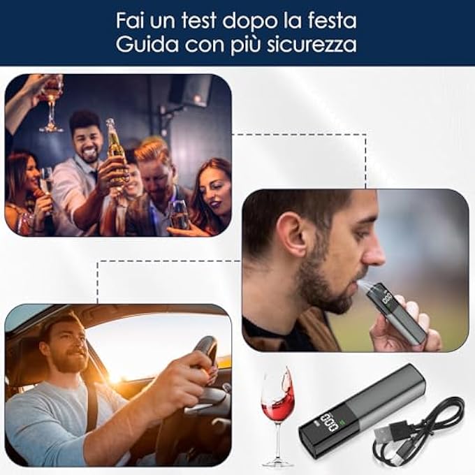 rayihni Certified Portable Breathalyser, Blue LCD Digital Display, Professional Alcohol Meter, Mouthpieces Useless Alcohol Test, Breathalyzer for Personal and Professional Use - Image 3