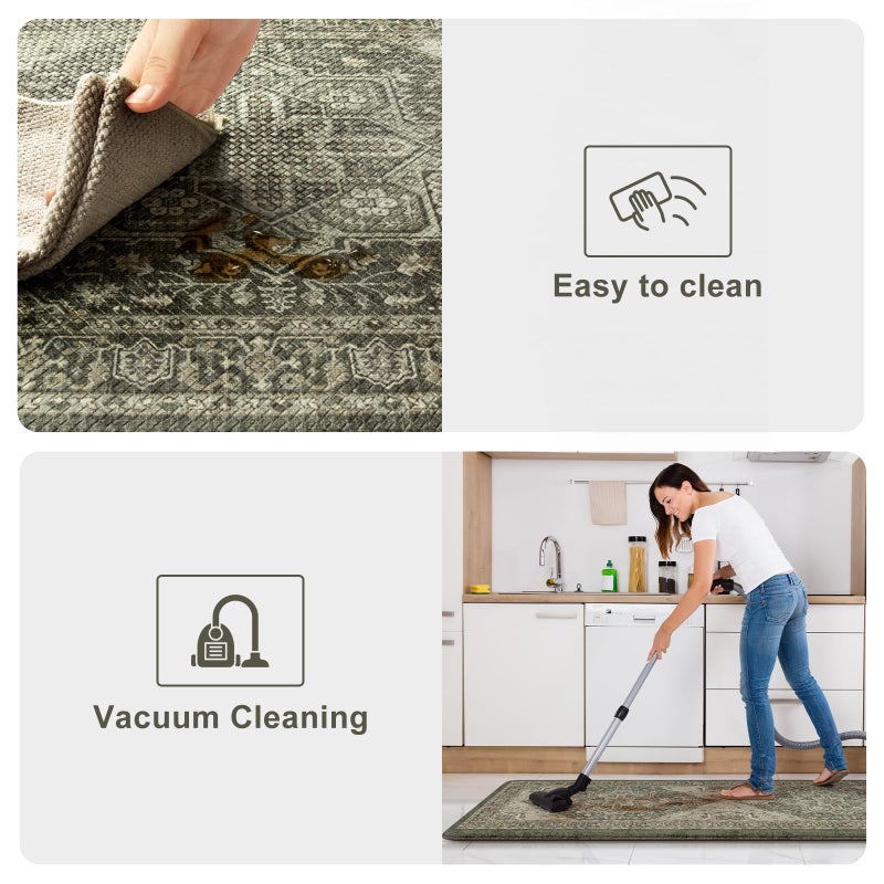 KIMODE Anti Fatigue Mats for Kitchen Floor 17"x47"+17"x29", Boho Kitchen Rugs Sets of 2,Cushioned Kitchen Floor Mats, Comfort Standing Mat for Laundry, Office, Sink, Desk Dark Green - Image 5
