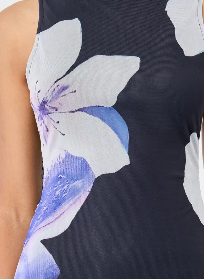 Take Two Take Two Floral Print Sleeveless Bodycon Midi Dress