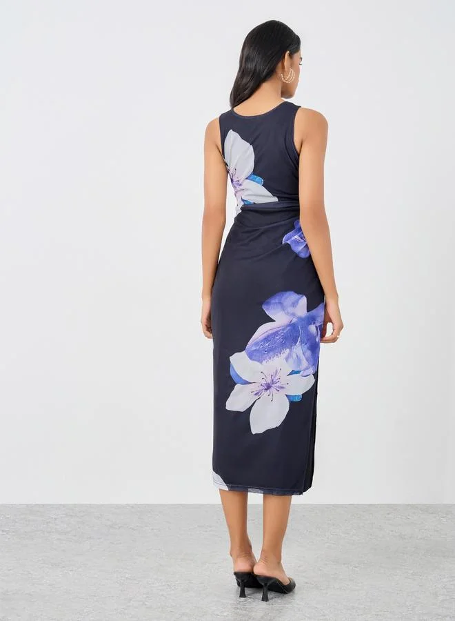 Take Two Take Two Floral Print Sleeveless Bodycon Midi Dress