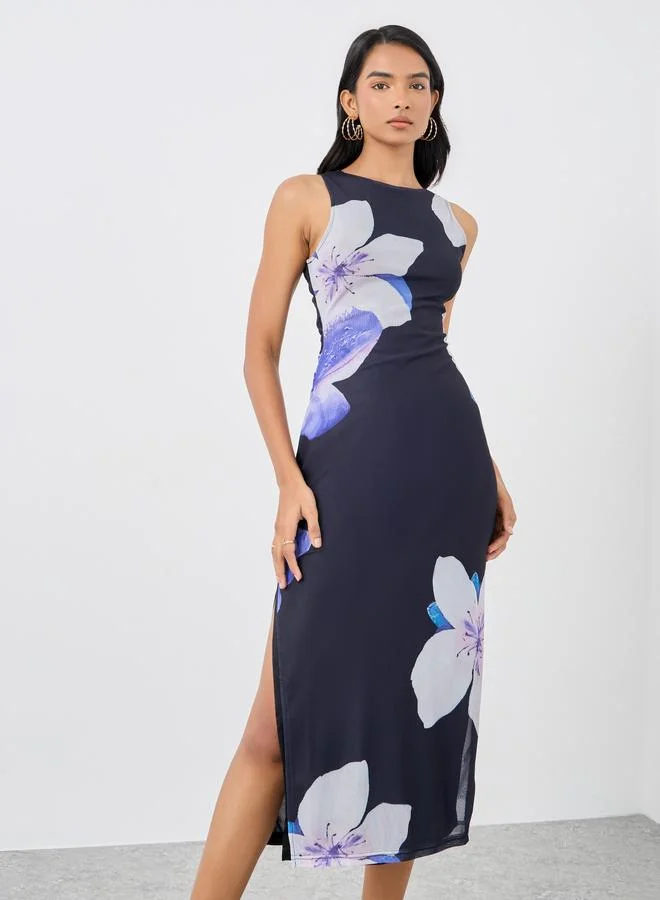 Take Two Take Two Floral Print Sleeveless Bodycon Midi Dress