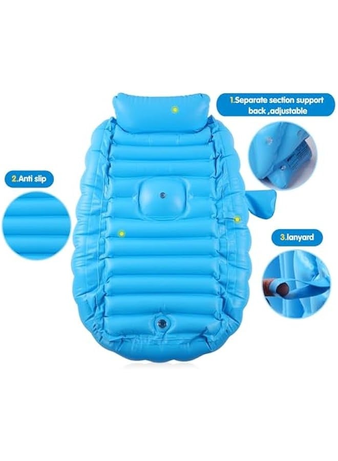 TRASSLE Baby Inflatable Bathtub, Portable Infant Toddler Bathing Tub Non Slip Travel Bathtub Mini Air Swimming Pool Kids Thick Foldable Shower Basin with Air Pump - Image 4