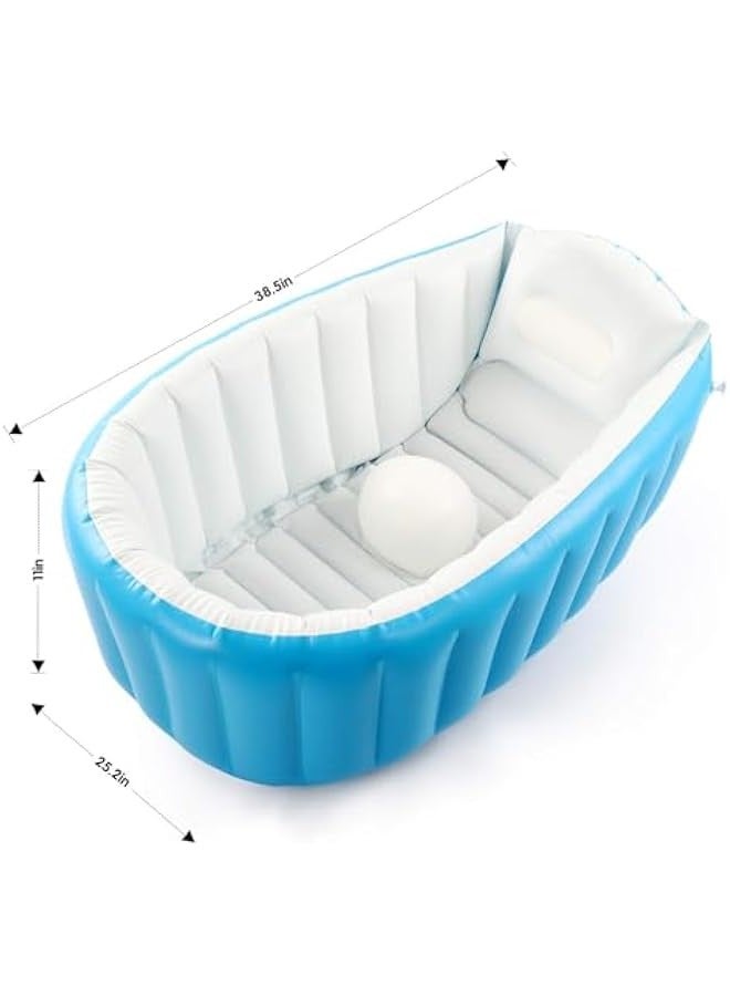TRASSLE Baby Inflatable Bathtub, Portable Infant Toddler Bathing Tub Non Slip Travel Bathtub Mini Air Swimming Pool Kids Thick Foldable Shower Basin with Air Pump - Image 5