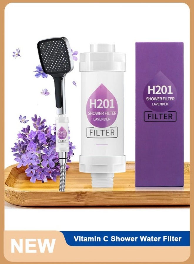 Shower Head Filter - Vitamin C Shower Infuser , Hard Water Softener, Chlorine u0026 Fluoride Shower Filter, Water Purifying Filtered Shower Head with Beads, Helps Dry Skin u0026 Hair Loss (Lavender) - Image 1