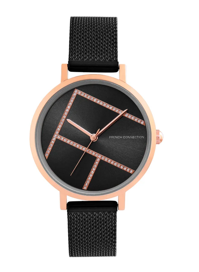 فرنش كونكشن French Connection Analog Black Dial Women's Watch