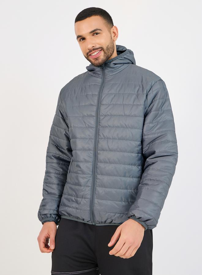 Front Zip Hooded Puffer Jacket