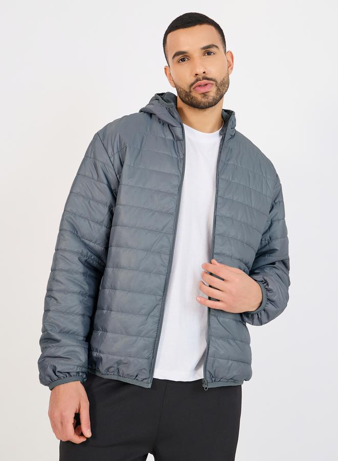 Front Zip Hooded Puffer Jacket