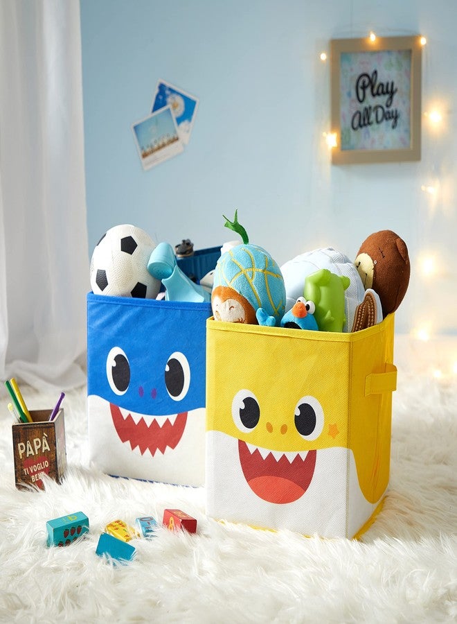 Idea Nuova Baby Shark Collapsible Storage Cubes, Set of 2, 10"x10",Baby Shark Blue/Yellow - Image 1