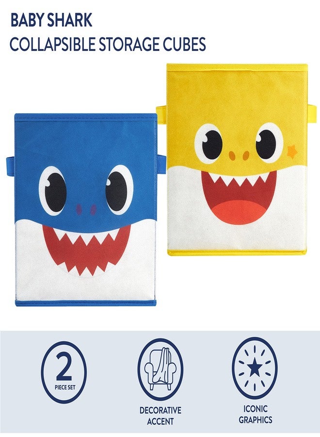 Idea Nuova Baby Shark Collapsible Storage Cubes, Set of 2, 10"x10",Baby Shark Blue/Yellow - Image 2